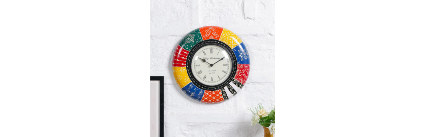 Multicolor Handpainted Wall Clock (8 inches)